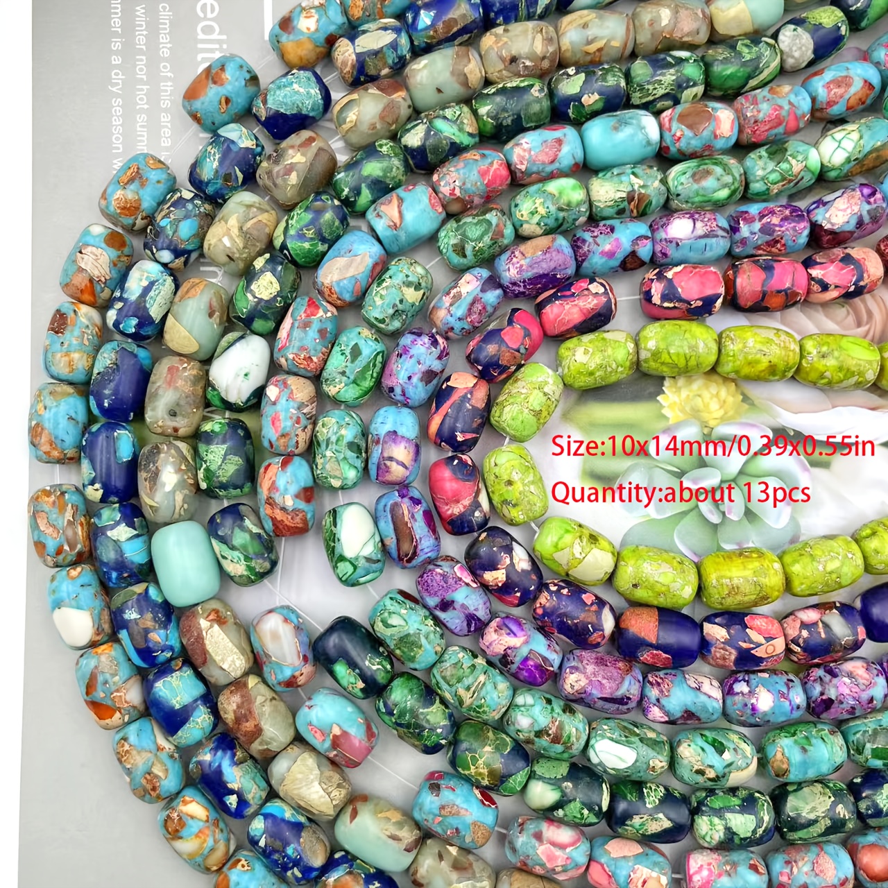 13pcs Natural Emperor Pine Bohemian Barrel Beads for DIY Jewelry